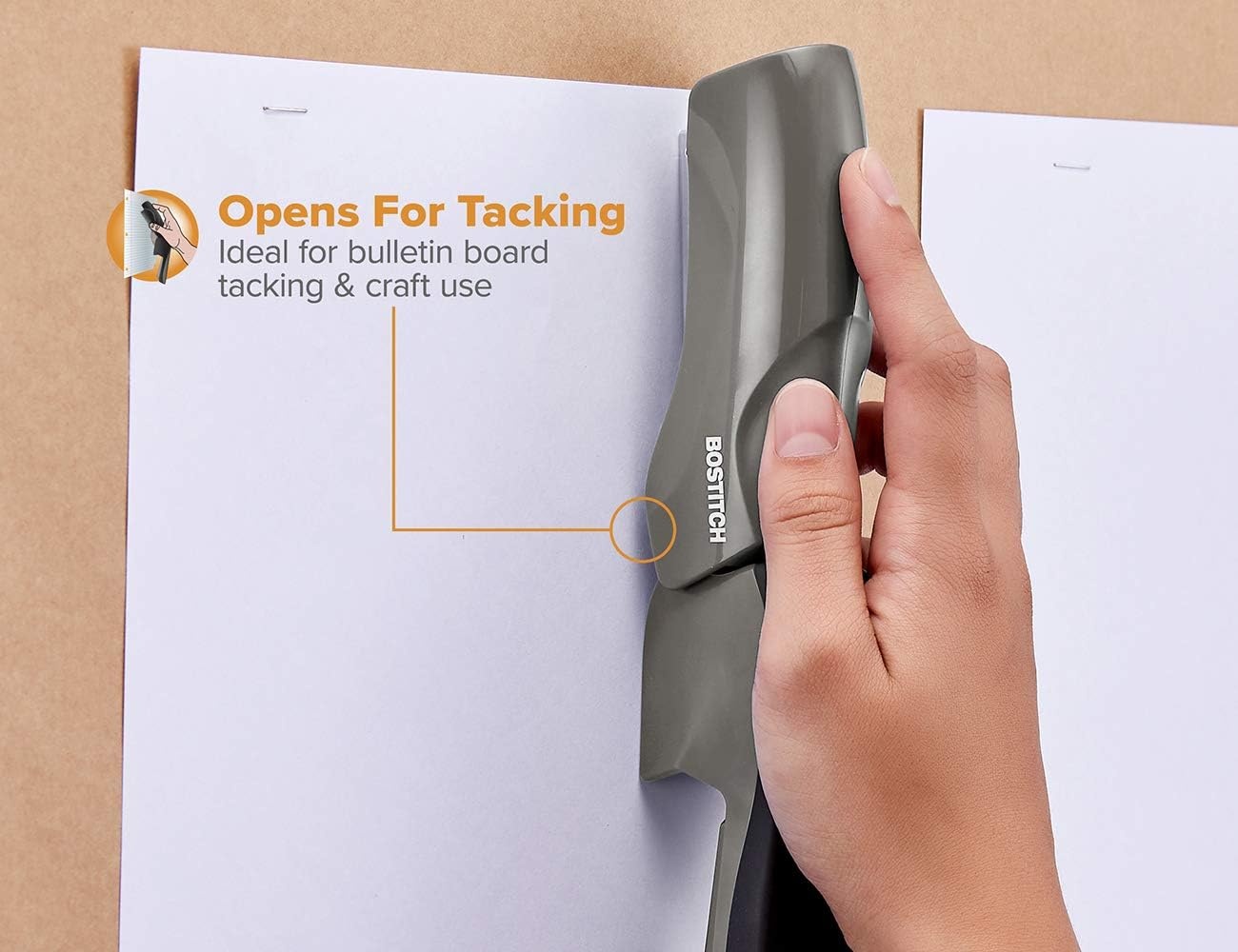 image:imageBostitch Office Heavy Duty Stapler 40 Sheet Capacity No Jam Half Strip Fits into the Palm of Your Hand For Classroom Office or Desk Black 3PackGray