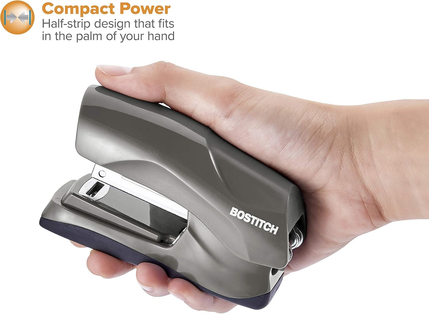 image:imageBostitch Office Heavy Duty Stapler 40 Sheet Capacity No Jam Half Strip Fits into the Palm of Your Hand For Classroom Office or Desk Black 3PackGray