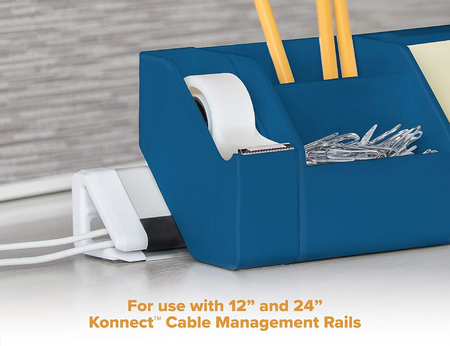 image:imageBostitch Office Konnect Tape Dispenser with Premium Singlesided Tape Sticks to Desk Gray KTTAPEGRAYBlue